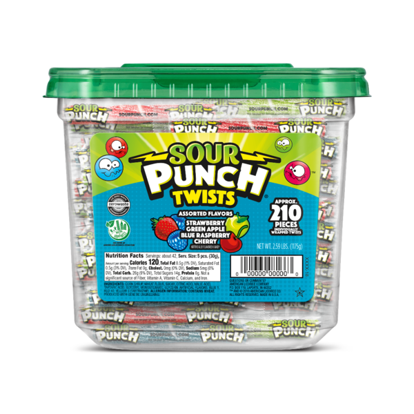 Sour Punch Sour Punch Assorted Flavors 2.59lbs Tub, PK6 8491